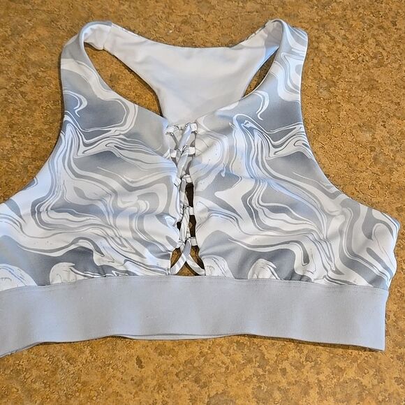 White Gray Marble Lace-Up Bralette Sports Bra Pink Victorias Secret Small Women - Picture 13 of 16